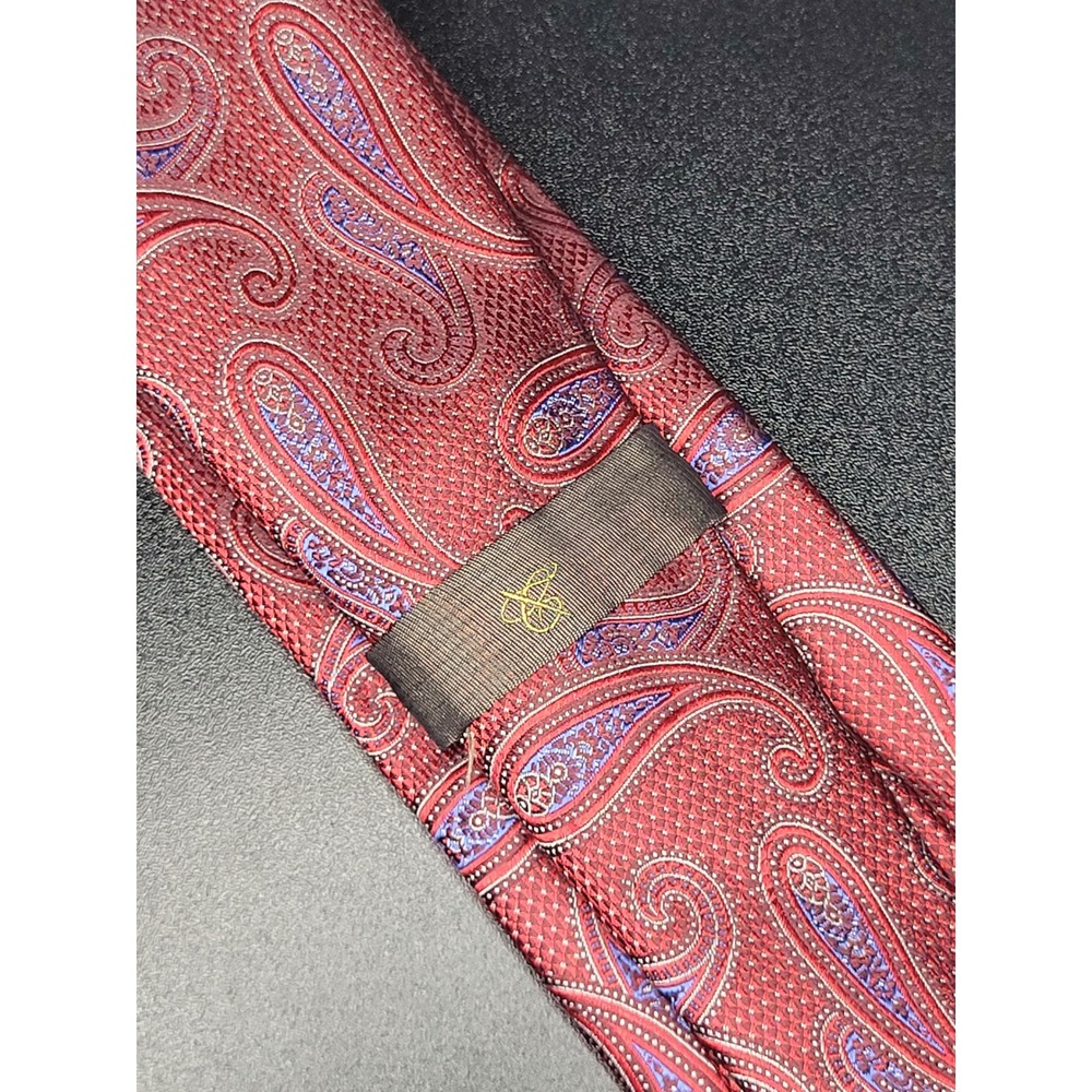 Canali 1934 Tie Red Purple Paisley 100% Silk Made in Italy 3.25in
